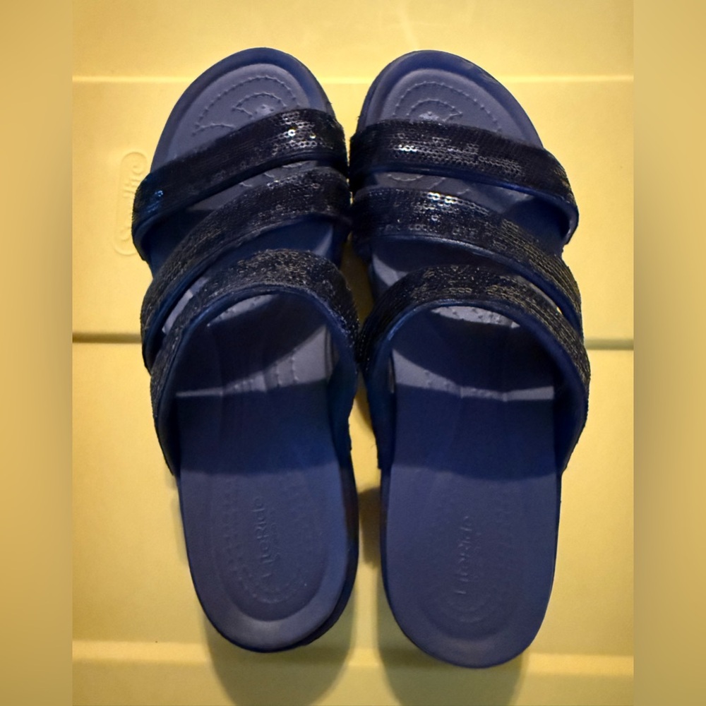Black Sequin Slide Sandals. Worn once indoors. Smoke free pet free home.